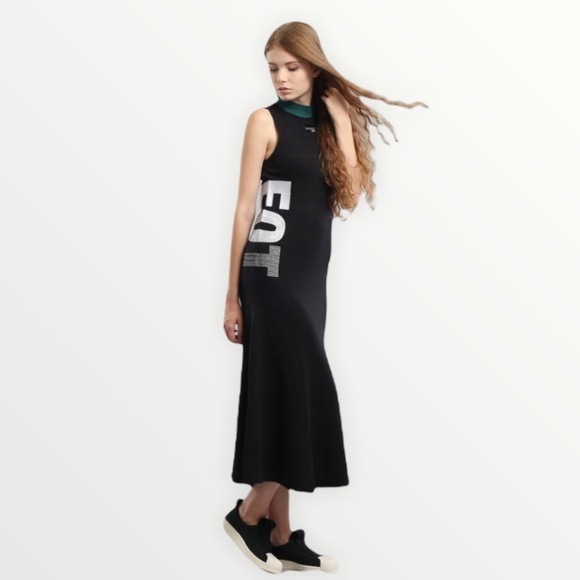 ADIDAS ORIGINALS x EQUIPMENT Black Midi Dress, XS - Picture 1 of 16